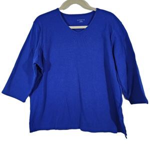 Liz Claiborne 3/4 Sleeves Top Blue Size 2X
